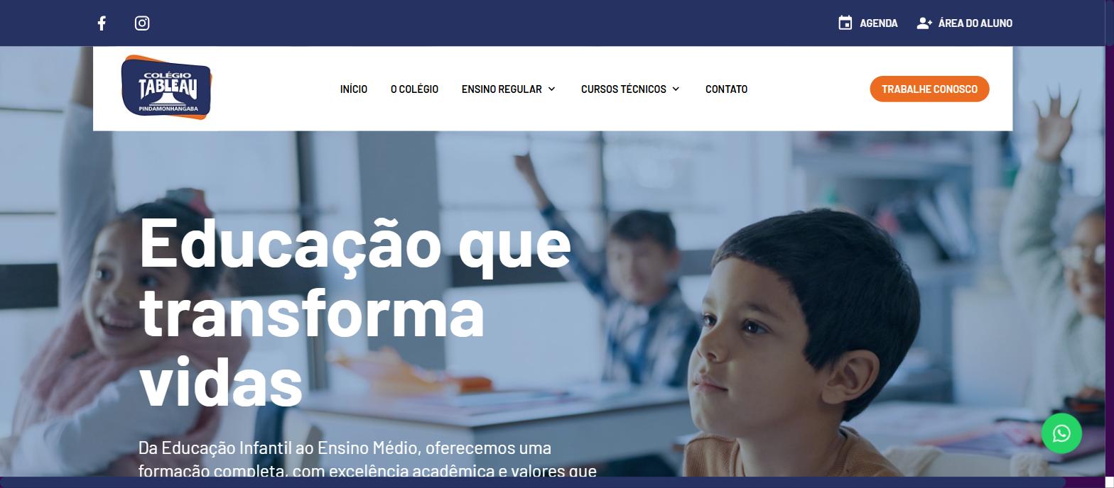 Captura da página inicial de tableaupinda.com.br